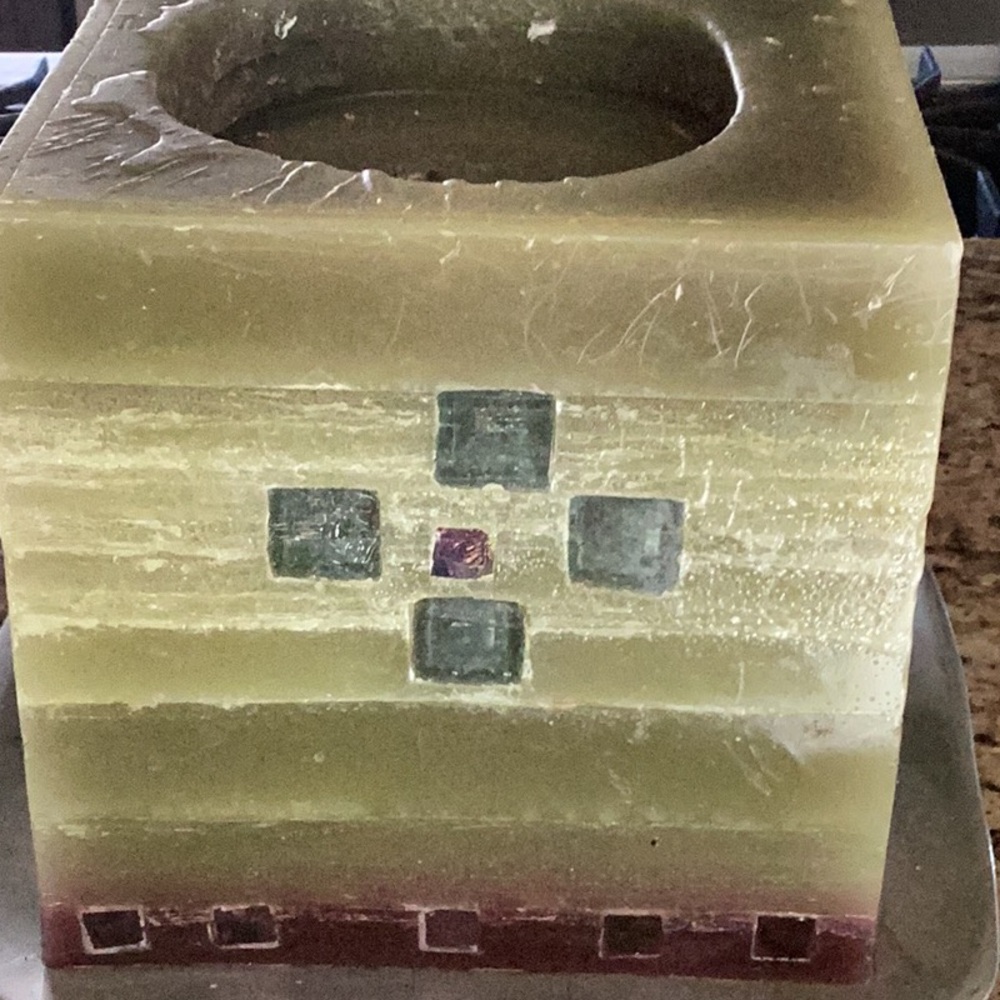 Olive Green Square Handmade Candle 4 wick